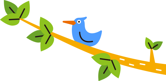 木の枝に鳥が止まっているイラスト